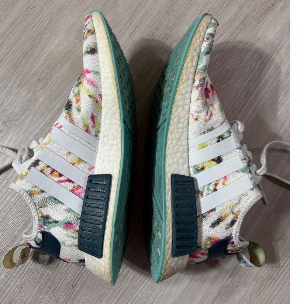 Adidas NMD R1 Watercolor Floral Tie Dye Sneakers GX5372 Mens 9.5 White Multi - Picture 8 of 11